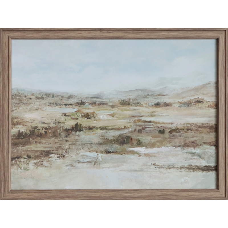 Wall Art Abstract Landscape Wood Toned Frame Earthy Palette Modern
