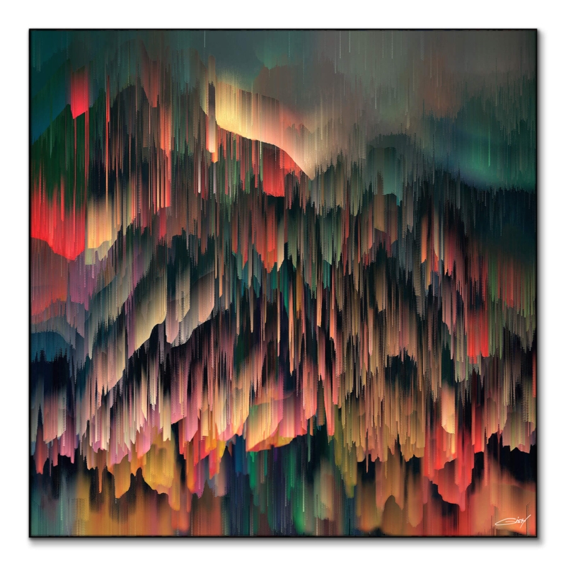 Wall Art Abstract Mountain Landscape Canvas Glitch Art Pixel Sorting