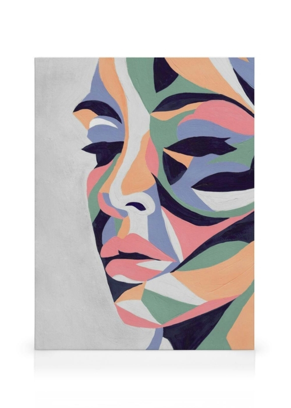 Wall Art: Abstract Portrait Canvas featuring Geometric Fragmented Pattern