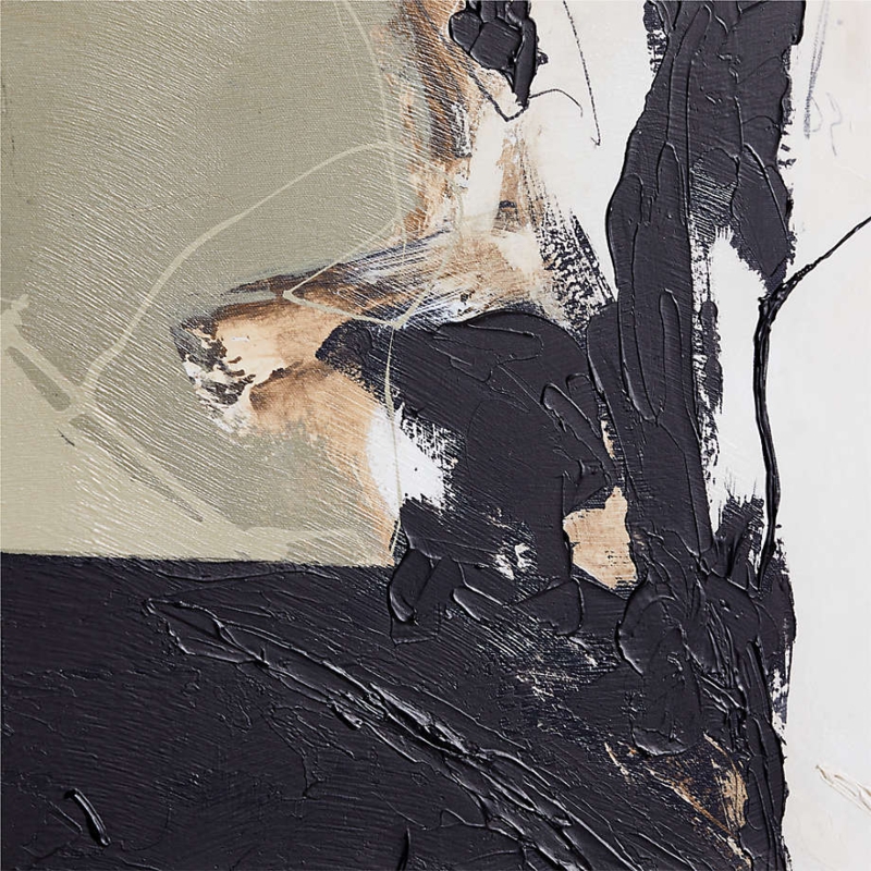 Wall Art Abstract Textured Canvas Black and Khaki Impasto
