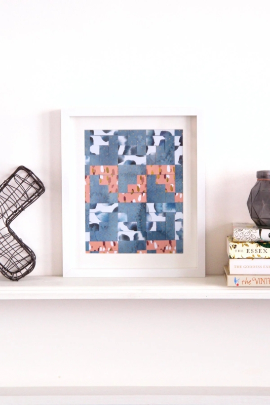 Wall Art: Abstract Woven Paper Texture in White Matted Frame