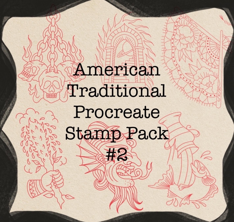 Wall Art American Traditional Red Line Art Tattoo Flash on Parchment
