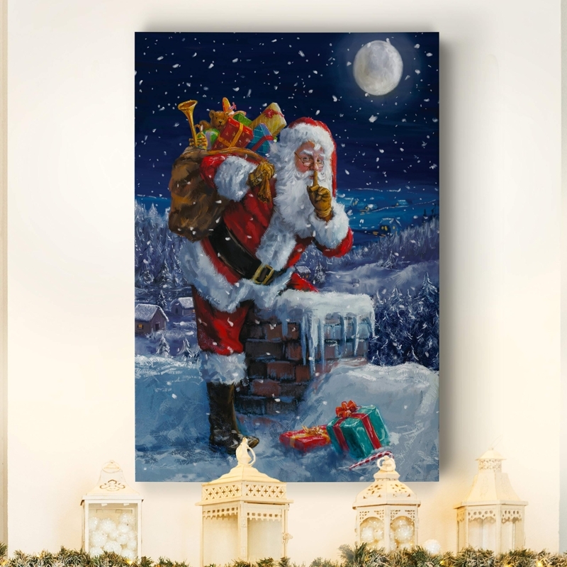 Wall Art, Architectural Lantern Pairing, Santa Claus Canvas Wall Art