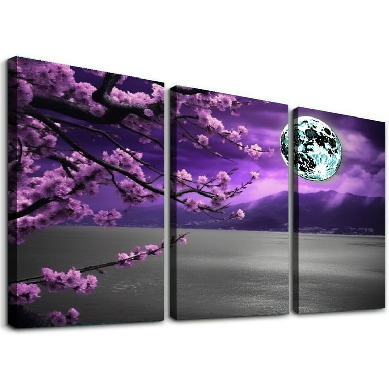 Wall Art Asian Inspired Zen Landscape Triptych Grayscale Contrast