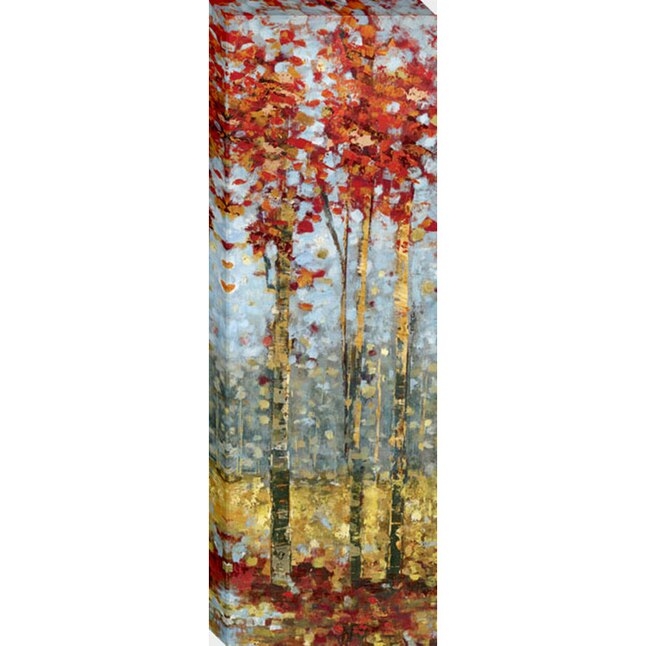 Wall Art: Autumn Birch Tree Canvas with Vibrant Foliage Vertical Print