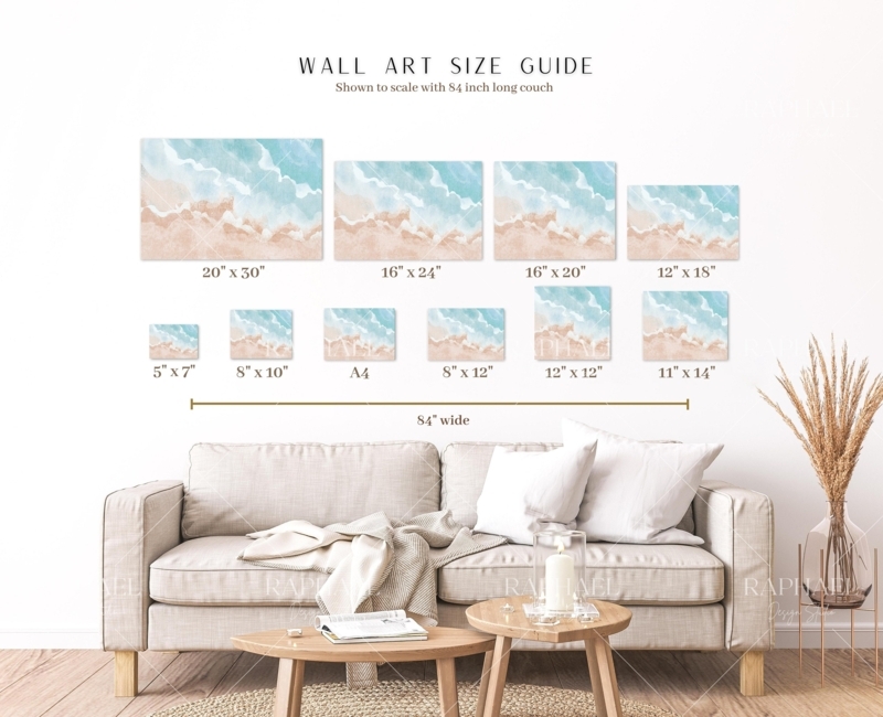 Wall Art Beach Wave Print Scale Chart Coastal Minimalist
