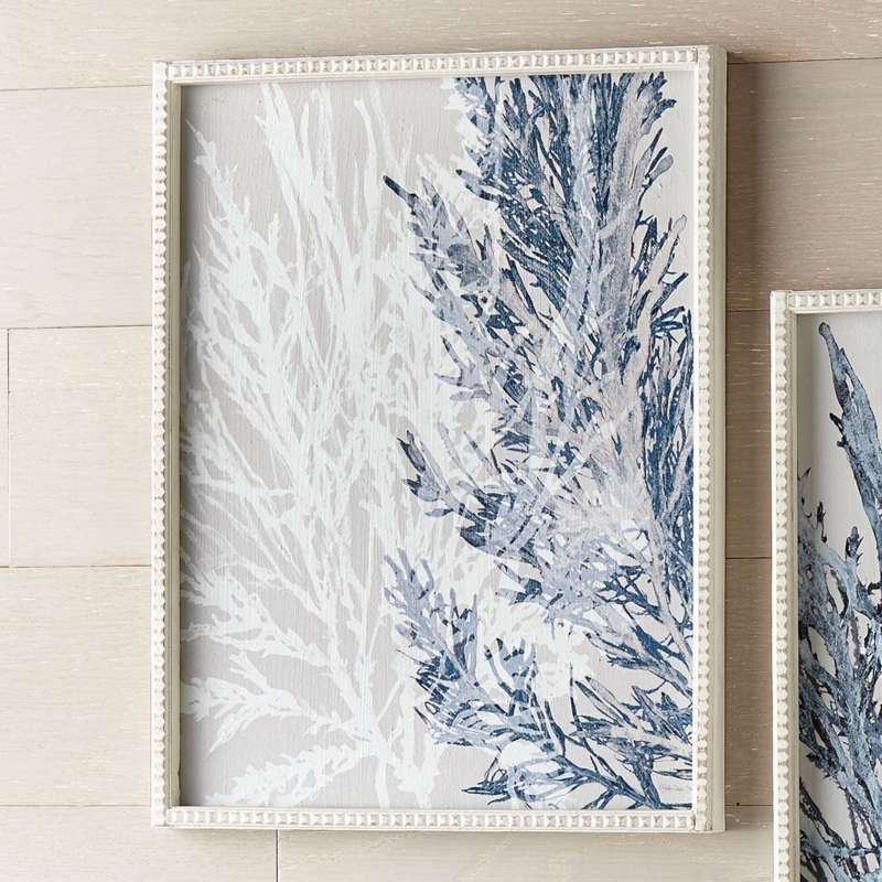 Wall Art Beaded Frame Detail Coastal Coral Decor Navy