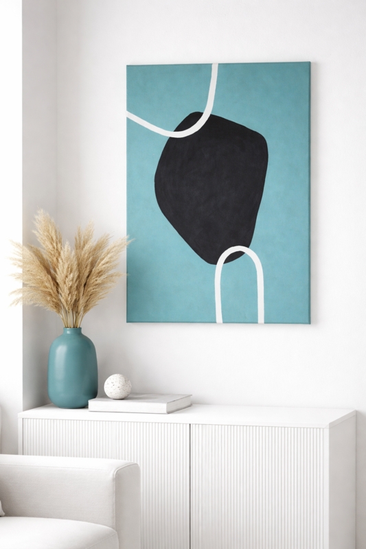 Wall Art Black Organic Blob Vertical Orientation Minimalist Composition