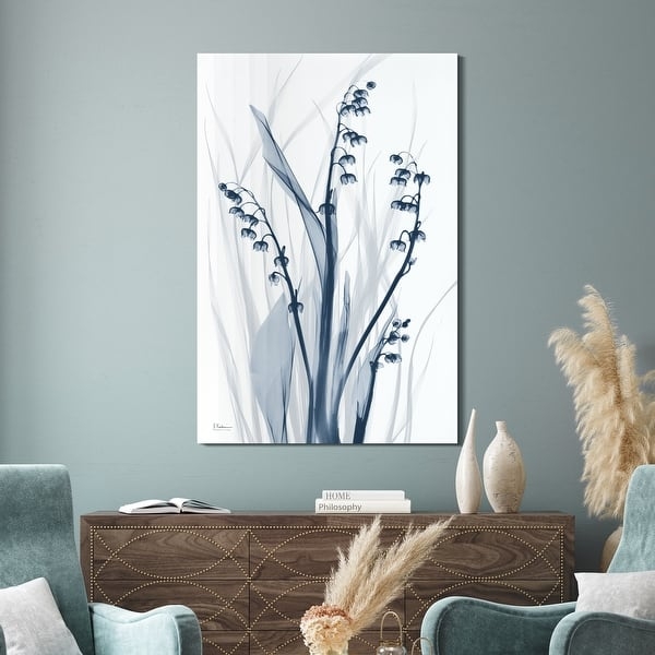 Wall Art Blue Lily of the Valley Vertical Frameless Tempered Glass