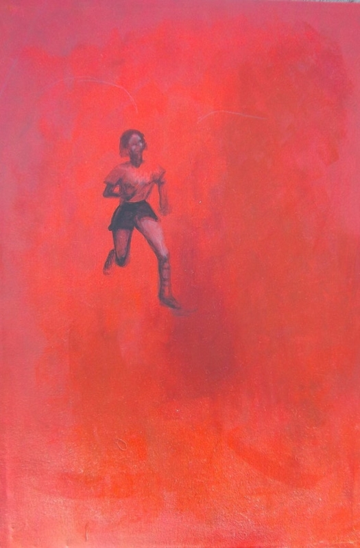 Wall Art: Blurred Motion Runner, Saturated Color Field, Hand Painted