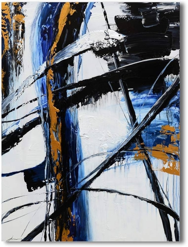 Wall Art: Bold Abstract Blue & Gold Metallic Painting