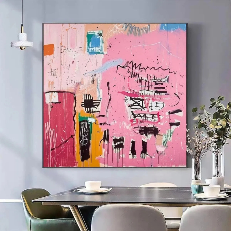 Wall Art: Bold Pink Abstract Gestural Canvas Painting