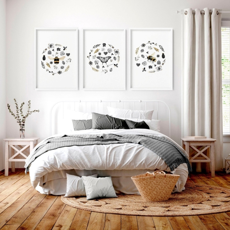 Wall Art: Botanical Triptych featuring Insect and Bee Prints