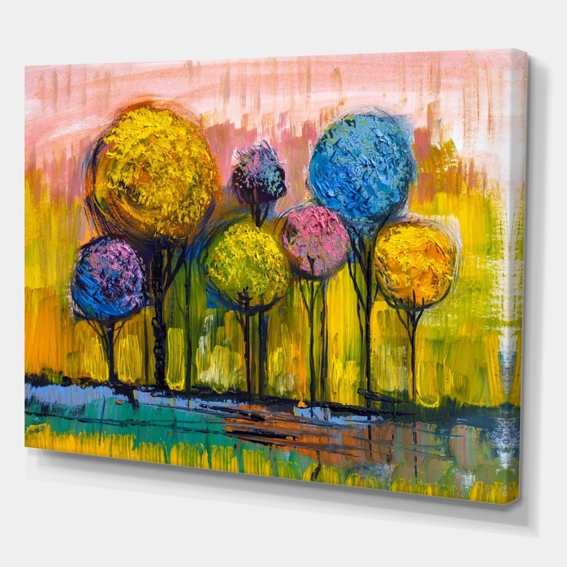 Wall Art Canvas Heavy Impasto Texture Modern Spherical Tree Design