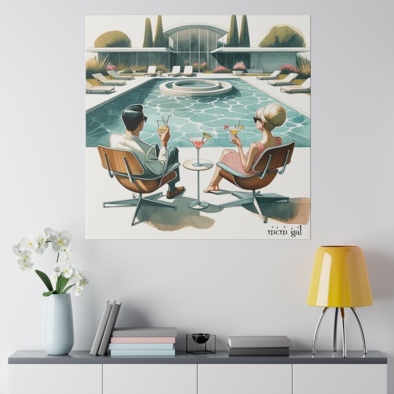 Wall Art Canvas Palm Springs Theme, Illustration, Yellow Lamp