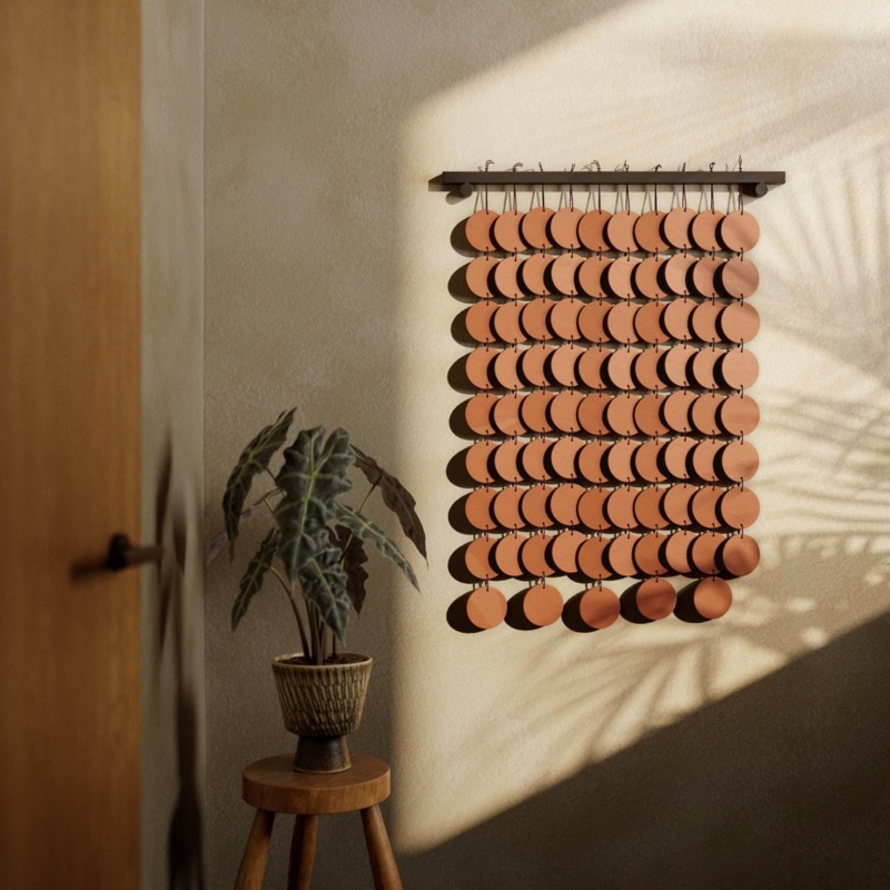 Wall Art Ceramic Disc Hanging Large Scale Terracotta Matte Finish