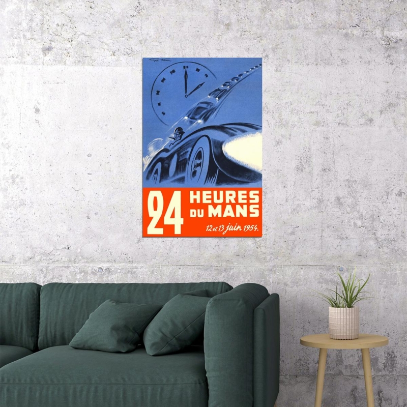 Wall Art Classic 1954 Racing Poster Forest Green Sofa Decor