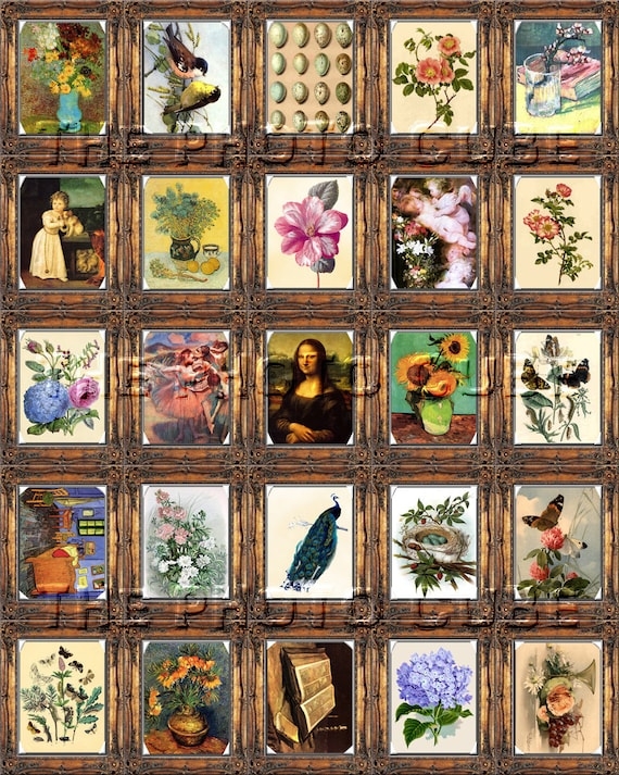 Wall Art Classical Masterpiece Selection Grid Layout Ornate Frames.