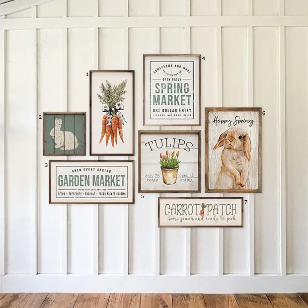 Wall Art Collection, Rustic Farmhouse Signs with Rabbit Motifs