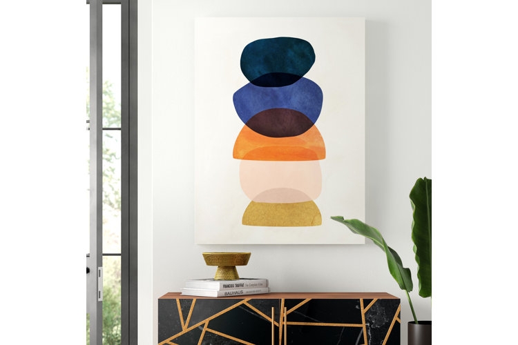 Wall Art Colorful Stacked Shapes, Translucent & Vertical