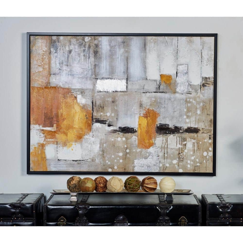 Wall Art: Contemporary Abstract Canvas with Ochre Blocking