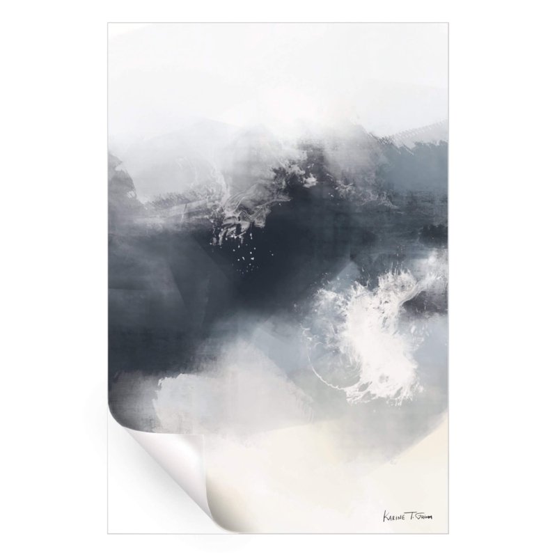 Wall Art Curled Corner Detail Abstract Design Watercolor Effect