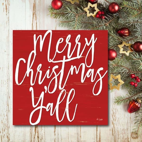 Wall Art, Cursive Typography, Distressed Red, Rustic Red Holiday
