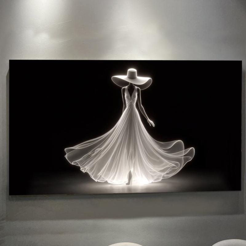 Wall Art Ethereal Gown Silhouette Monochrome Contrast