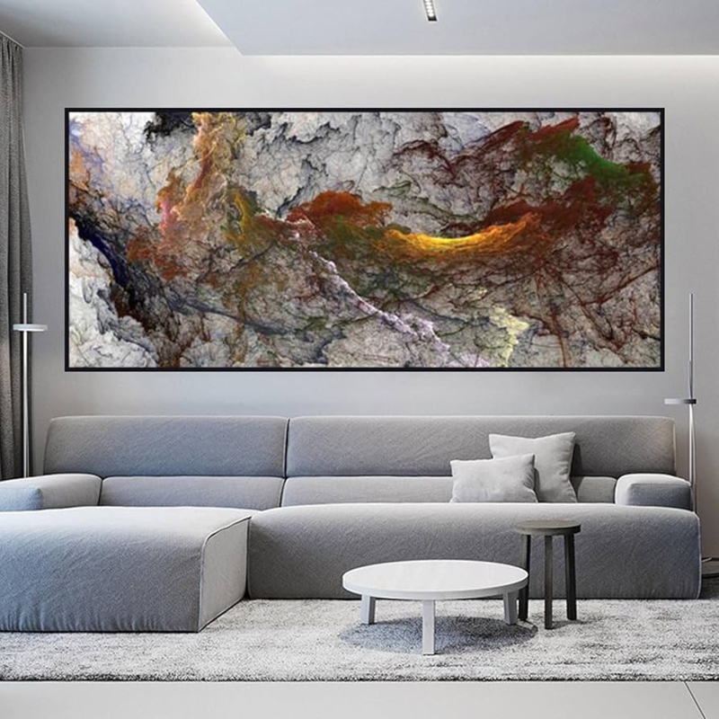 Wall Art: Extra Large Horizontal Rust Cloud Abstract Canvas for Living Room