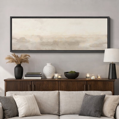 Wall Art Extra Large Panoramic Abstract Landscape Floating Frame Neutral
