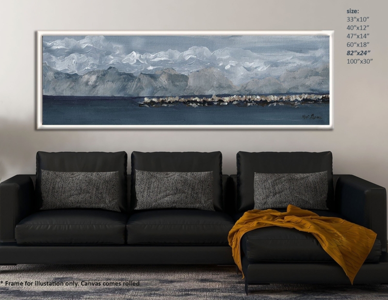 Wall Art: Extra Long Horizontal Seascape Canvas, Coastal Abstract Theme