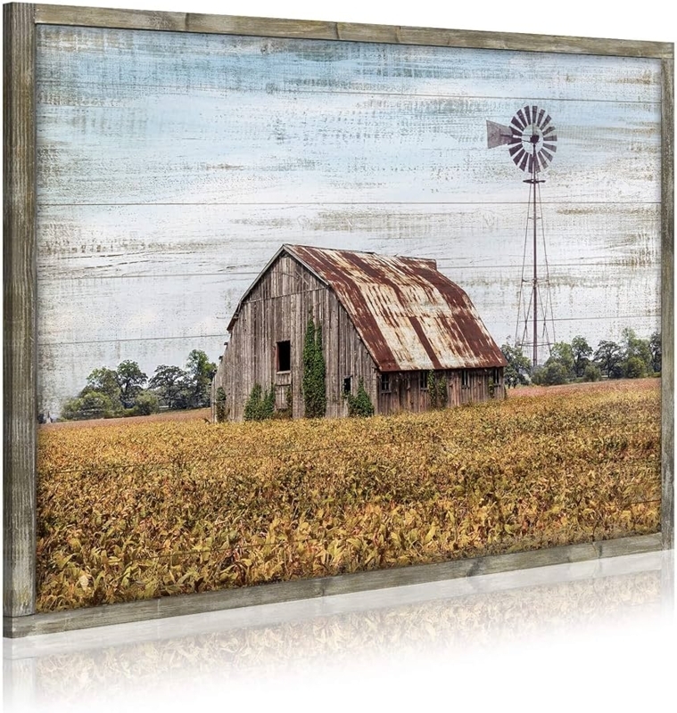 Wall Art Farmhouse Wall Decor Vintage Barn Distressed Wood Frame