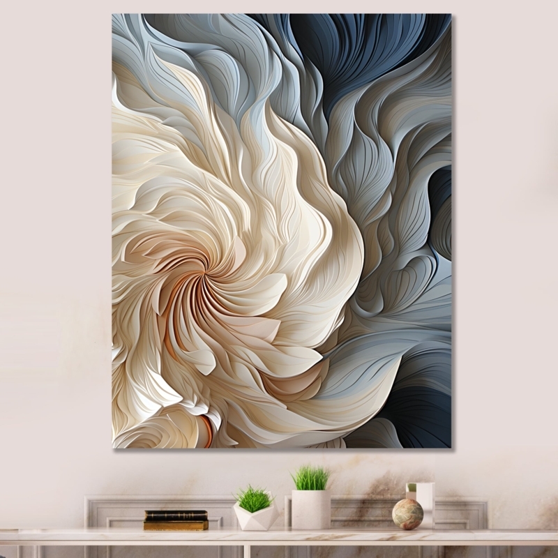 Wall Art Feather Spiral Motif 3D Depth Serene Entryway Wall Art