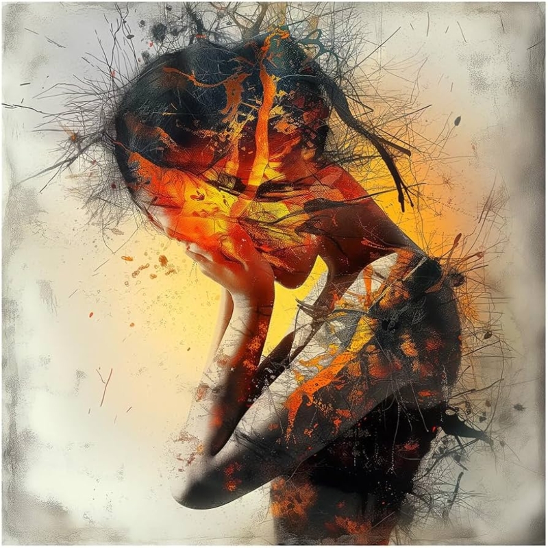 Wall Art: Fiery Orange Emotional Expressionist Splatter Print