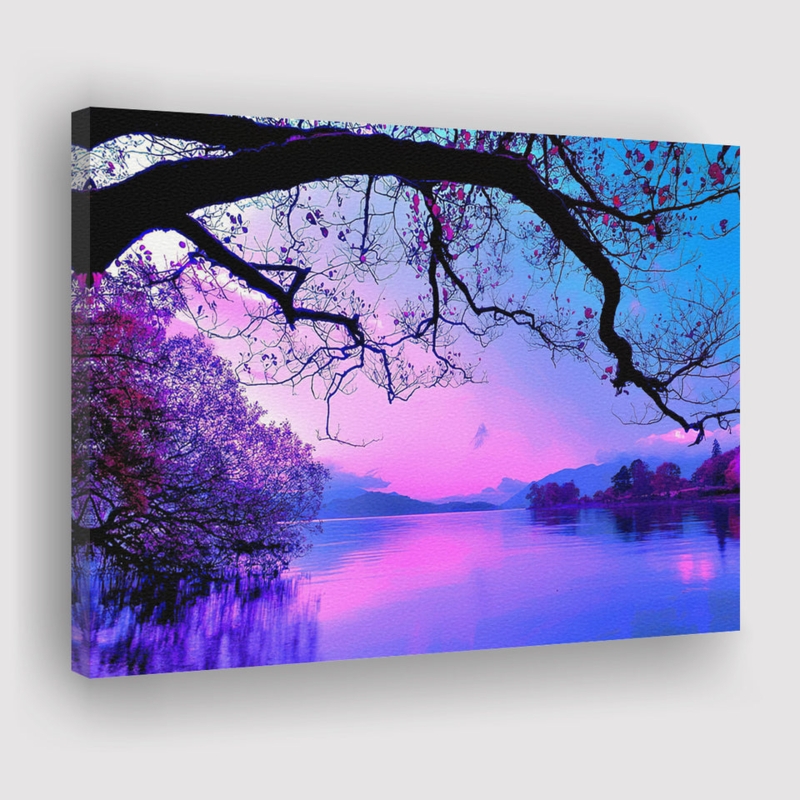 Wall Art Foreground Branch Silhouette Sunset Palette Landscape Scene
