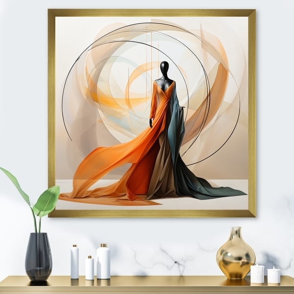Wall Art: Framed Abstract Motion Figure in Gold Frame