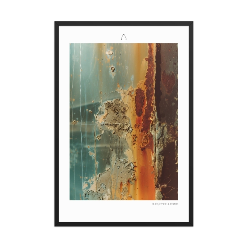 Wall Art: Framed Abstract Teal and Orange Oxidized Metal Subject Print