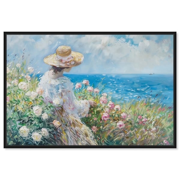 Wall Art Framed Canvas Impressionist Painterly Coastal Scene Romantic