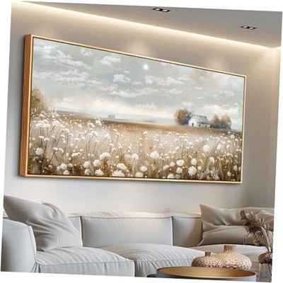 Wall Art Framed Canvas Soft Meadow Floral Landscape