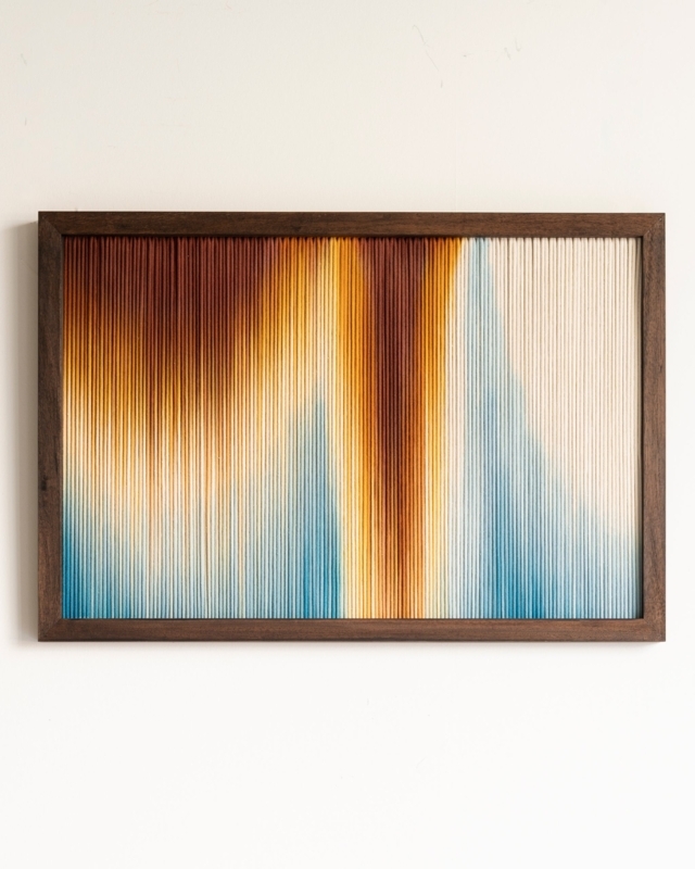 Wall Art: Framed Fiber Textile with Earthy Rust Gradient and Ribbed Surface