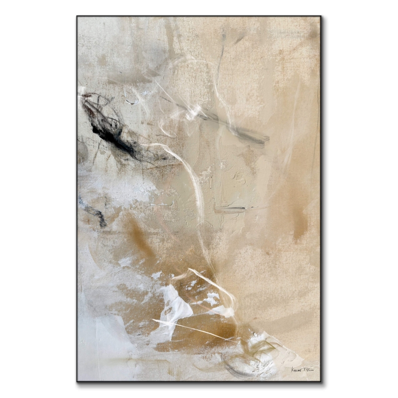 Wall Art Framed Gestural Strokes Abstract Neutral Beige Earthy