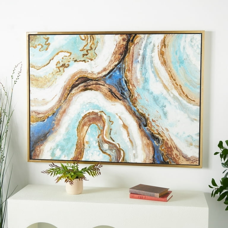 Wall Art: Framed Gold Foil Accents, Geode Pattern, Horizontal