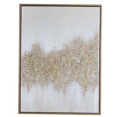 Wall Art Framed Gold Textured Band Shimmery Abstract Motif
