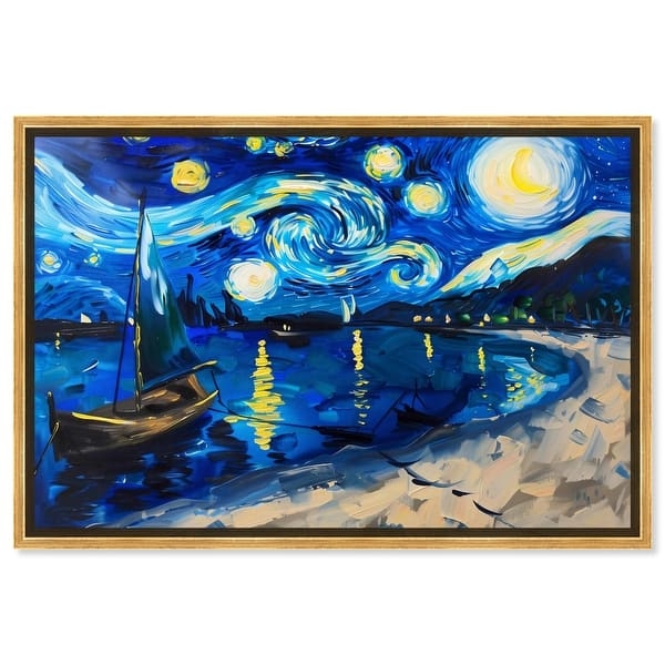 Wall Art Framed Impressionism Whimsical Swirling Star Pattern Nautical