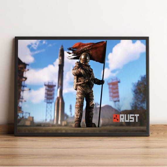 Wall Art: Framed Industrial Gaming Poster with Tattered Flag Detail