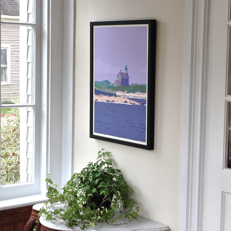 Wall Art: Framed Lighthouse Illustration, Coastal Modern Decor Print