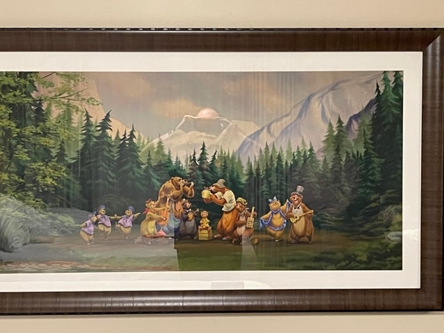 Wall Art Framed Matted Whimsical Illustration, Ribbed Dark Frame