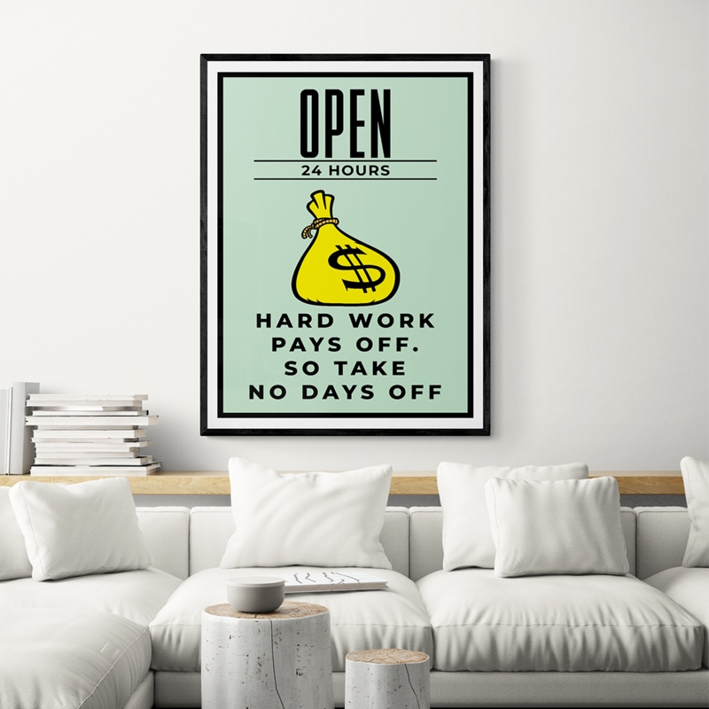 Wall Art Framed Motivational Poster Mint Green Block Typography
