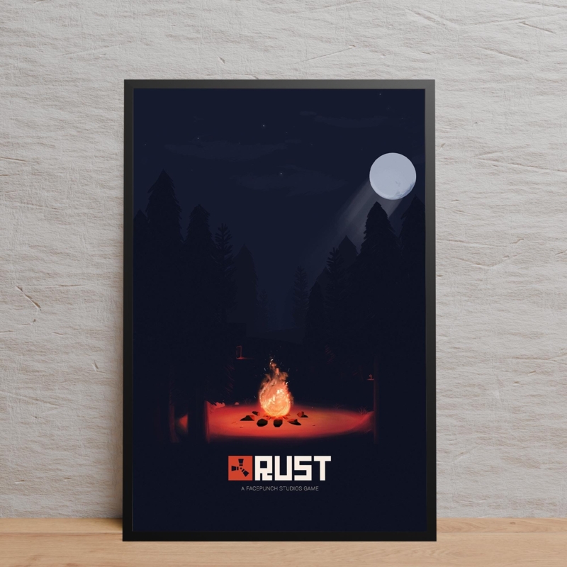 Wall Art: Framed Video Game Theme Poster with Nocturnal Palette