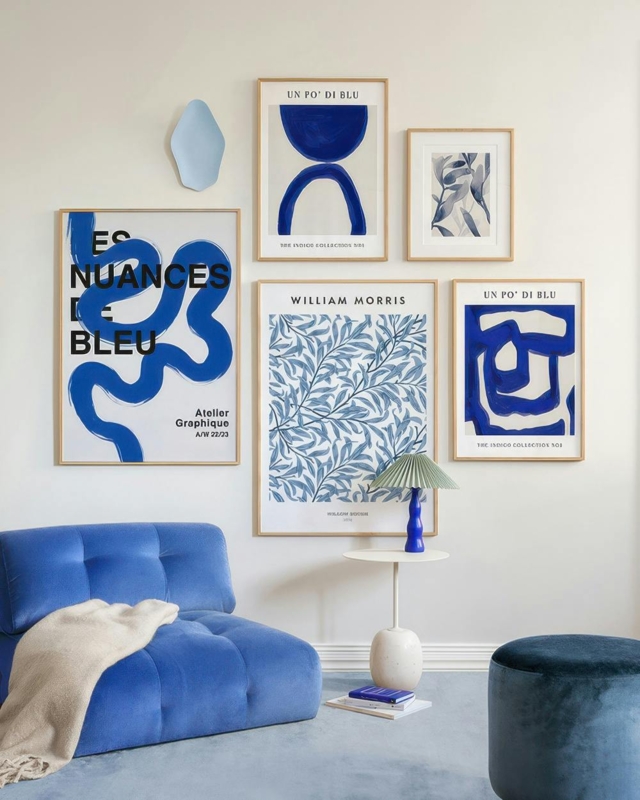 Wall Art Gallery Set Cobalt Curated Contemporary Prints